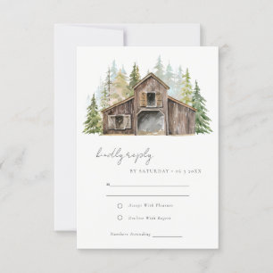 Cartons Réponse Rustique Elegant Pine Woods Forest Barnyard Mariag