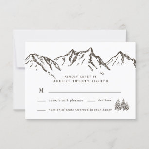 Cartons Réponse Rustique Mountain Elegant Mariage d'aquarelle pin