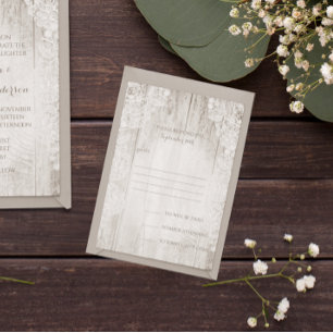 Cartons Réponse Rustique Pays Faux Lace Grange Mariage en bois