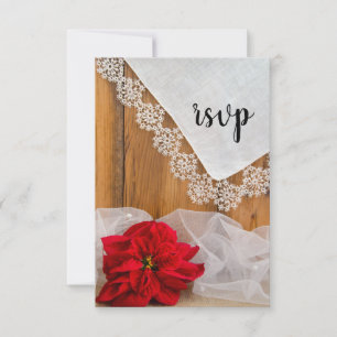 Cartons Réponse Rustique Poinsettia Dentelle Pays Mariage d'hiver