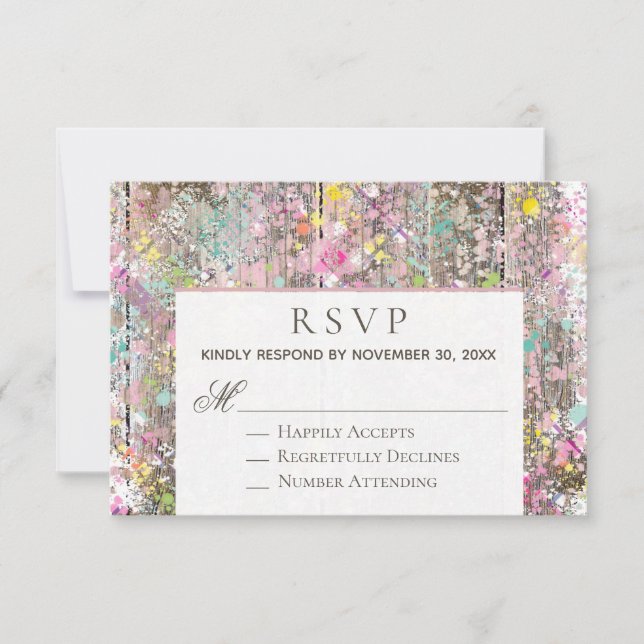 Cartons Réponse *~* Rustique - Shabby Rainbow Distressed Wood (Devant)
