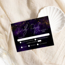 RVSP Aquarelle violet foncé Mariage d'or magique