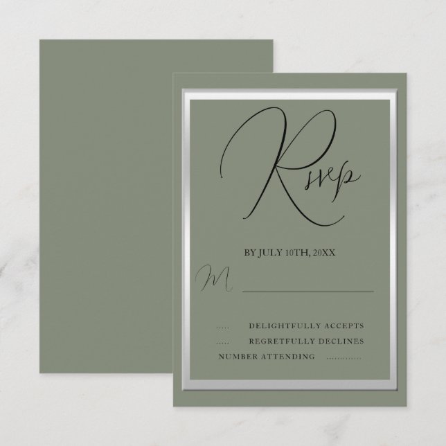 Cartons Réponse Sage et Mariage argenté sophistiqués (Devant / Derrière)