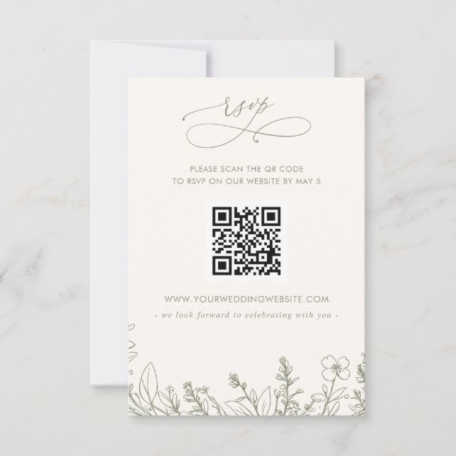 Cartons Réponse Sage Fleur sauvage Jardin boisé Floral QR CODE (Devant)