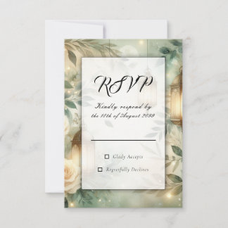Cartons Réponse Sage Green and Ivory Rose Lantern Wedding