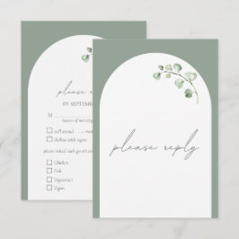 Cartons Réponse Sage Green Arch Botanique Mariage choix de repas
