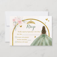 Sage Green Blush Rose Princesse Quinceañera