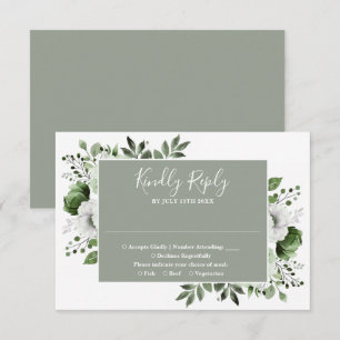 Cartons Réponse Sage Green Elegant Botanique Floral Mariage
