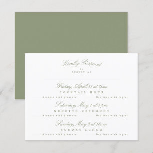 Cartons Réponse Sage Green Elegant Calligraphy multi-événement