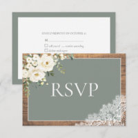 Sage Green Eucalyptus Dentelle en bois Mariage RSV