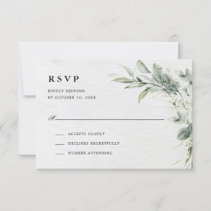 Cartons Réponse Sage Green Eucalyptus Minimaliste Mariage botaniqu