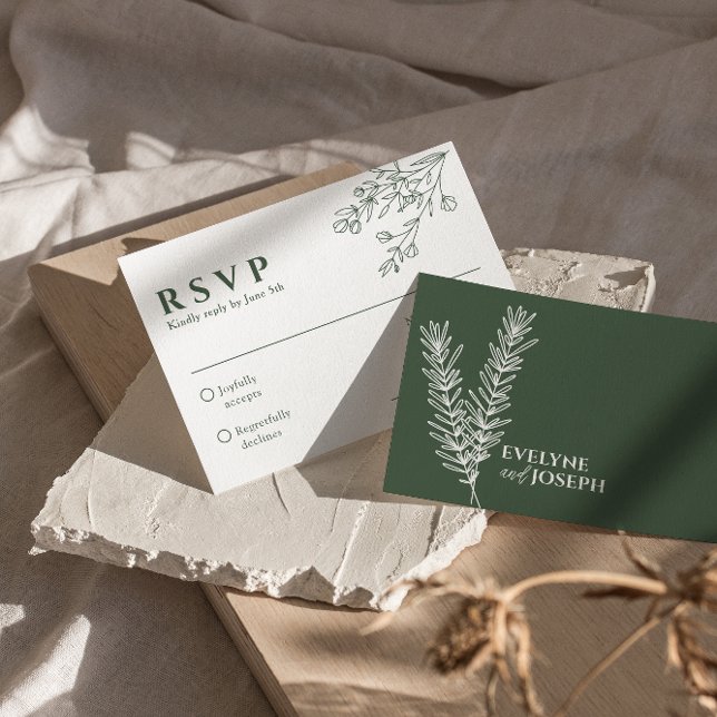 Cartons Réponse Sage Green Floral Boho Botanique Mariage unique (Créateur téléchargé)