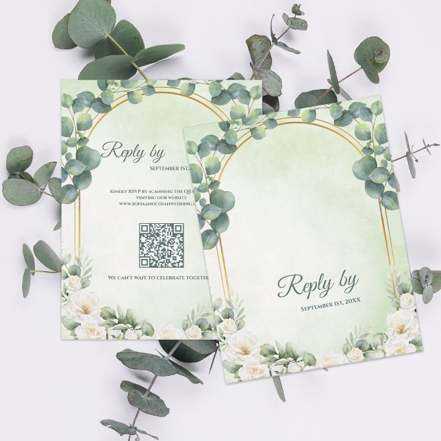 Cartons Réponse Sage Green Floral Eucalyptus Botanical Wedding (Sage Green Floral Eucalyptus Botanical Wedding RSVP Card)