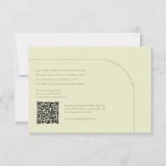 Cartons Réponse Sage Green & Linen QR Code Boho Minimalist