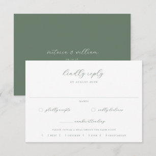 Cartons Réponse Sage Green Mariage Repas Choix