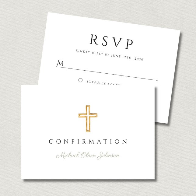Cartons Réponse Sage Green Religious Cross Confirmation (Sage Green Religious Cross Confirmation RSVP Card)