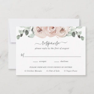 Cartons Réponse Sage Green Repas Rose Dusty Rose Floral Mariage