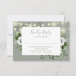 Cartons Réponse Sage Green Rustic String éclaire le Mariage floral