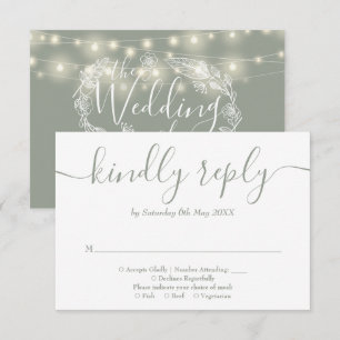 Cartons Réponse Sage Green String éclaire le Mariage floral