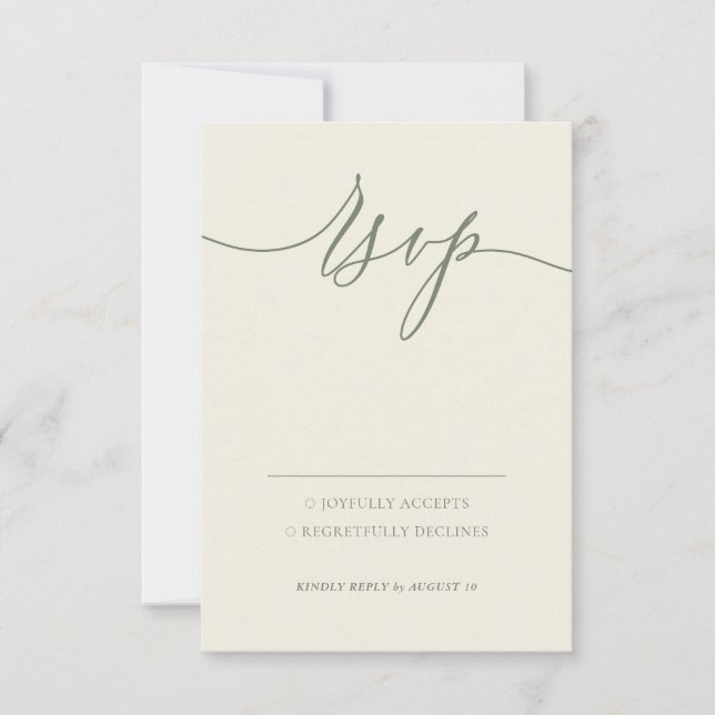 Cartons Réponse Sage Greenery Simple Minimal Modern Kindly Répondr (Devant)