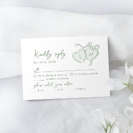Cartons Réponse Sage Hand Drawn Hearts Monogram Whimsical Wedding