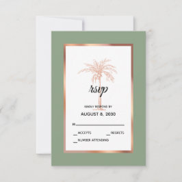 Cartons Réponse Sage Rose Gold Copper Palm Tree Beach Mariage