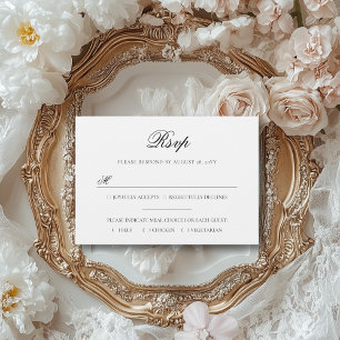 Cartons Réponse Sarah Elegant Black & White Meal Choice Mariage