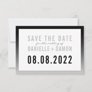 Cartons Réponse SAVE THE DATE simple bloc type moderne noir ombre