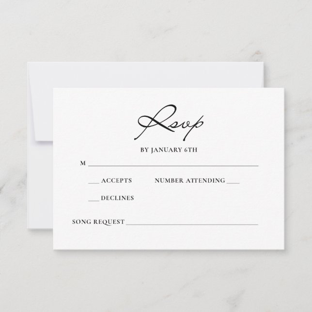 Cartons Réponse Script classique Calligraphie minimale Mariage bla (Devant)
