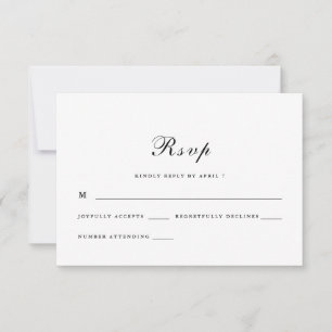 Cartons Réponse Script classique et élégant Mariage noir et blanc