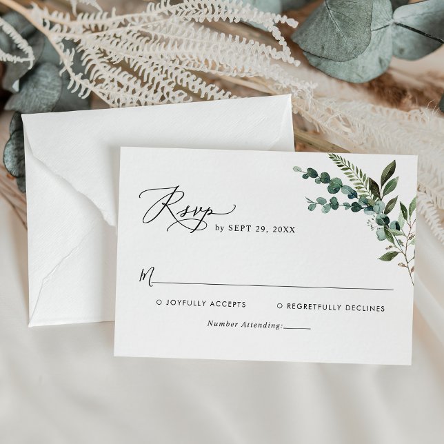Cartons Réponse Script moderne Rustique Mariage de verdure (Créateur téléchargé)