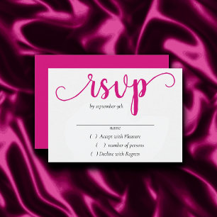Cartons Réponse Script rose chaud simple Magenta Flourish Event