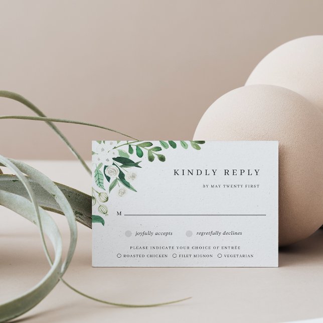 Cartons Réponse Serre | Aquarelle Botanique Choix de repas (Créateur téléchargé)