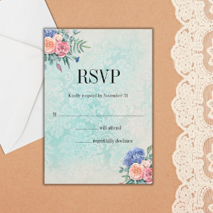 Cartons Réponse Shabby Chic Faded Wallpaper and Floral Wedding