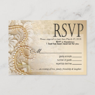 Cartons Réponse Shayla Pearls et Lace RSVP-2 coquille d'œuf
