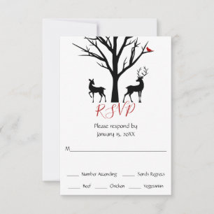 Cartons Réponse Silhouette Deer Couple en amour Mariage d'hiver