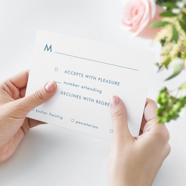 Cartons Réponse Simple Blue Ombre Bar Mitzvah Options de repas RSV (Créateur téléchargé)