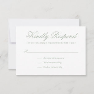 Cartons Réponse Simple Elégant Formal Green Sage Mariage