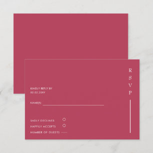 Cartons Réponse Simple élégant minimaliste moderne Mariage Magenta