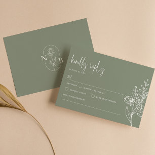 Cartons Réponse Simple élégant Sage Green Boho Mariage moderne