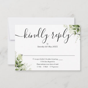 Cartons Réponse Simple Élégant Script Feuillage Mariage