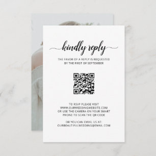 Cartons Réponse Simple élégant script photo QR Code Mariage