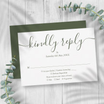 Simple Élégant Script Vert Olive Mariage