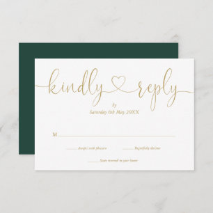 Cartons Réponse Simple Emerald Et Gold Script Heart Répondre Kindl