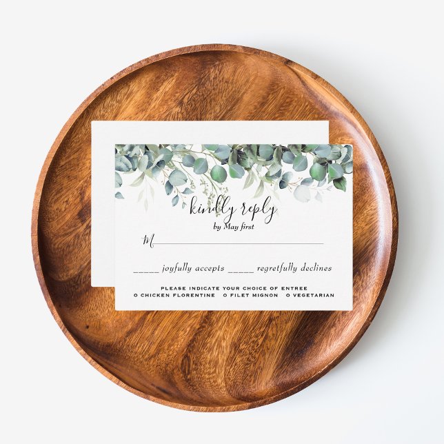 Cartons Réponse Simple Eucalyptus Vert Mariage choix de repas (Simple Eucalyptus Greenery Wedding Party Supplies)