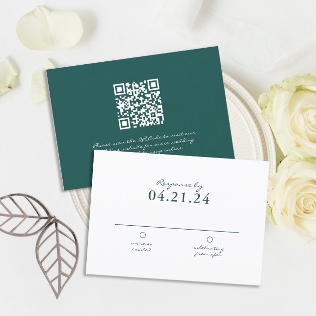 Cartons Réponse Simple Mariage de code QR Emerald foncé (Créateur téléchargé)