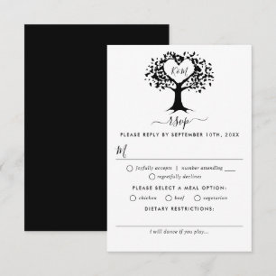 Cartons Réponse Simple Mariage de l'arbre cardiaque du Monogramme 