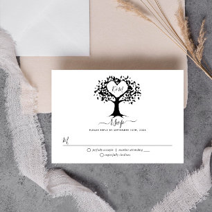 Cartons Réponse Simple Mariage de l'arbre cardiaque du Monogramme 