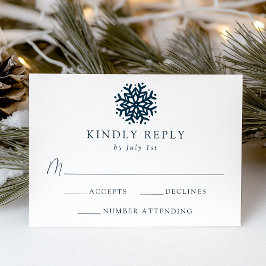 Cartons Réponse Simple mariage flocon de neige Navy