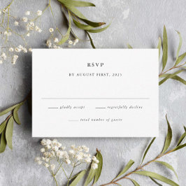 Cartons Réponse Simple Mariage Minimaliste Noir et Blanc
